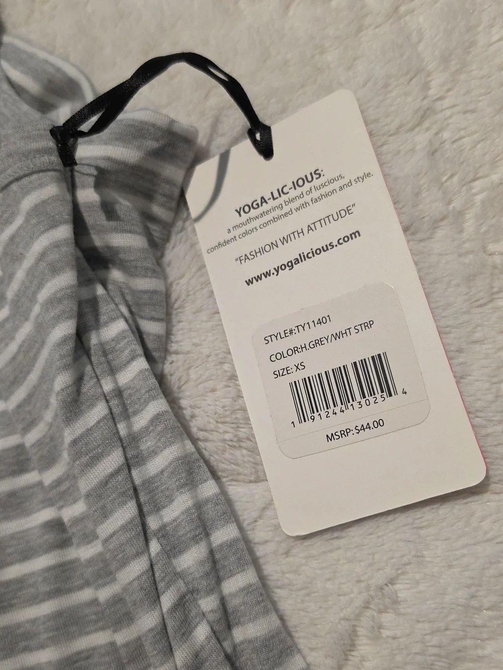 NWT Yogalicious Striped Sleeveless Tank Top With Open Drape Back